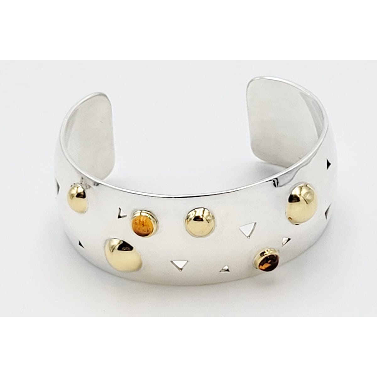 John Atencio Jewelry Retired/VTG John Atencio Sterling 18k Gold Citrine WIDE Modernist Cuff Bracelet