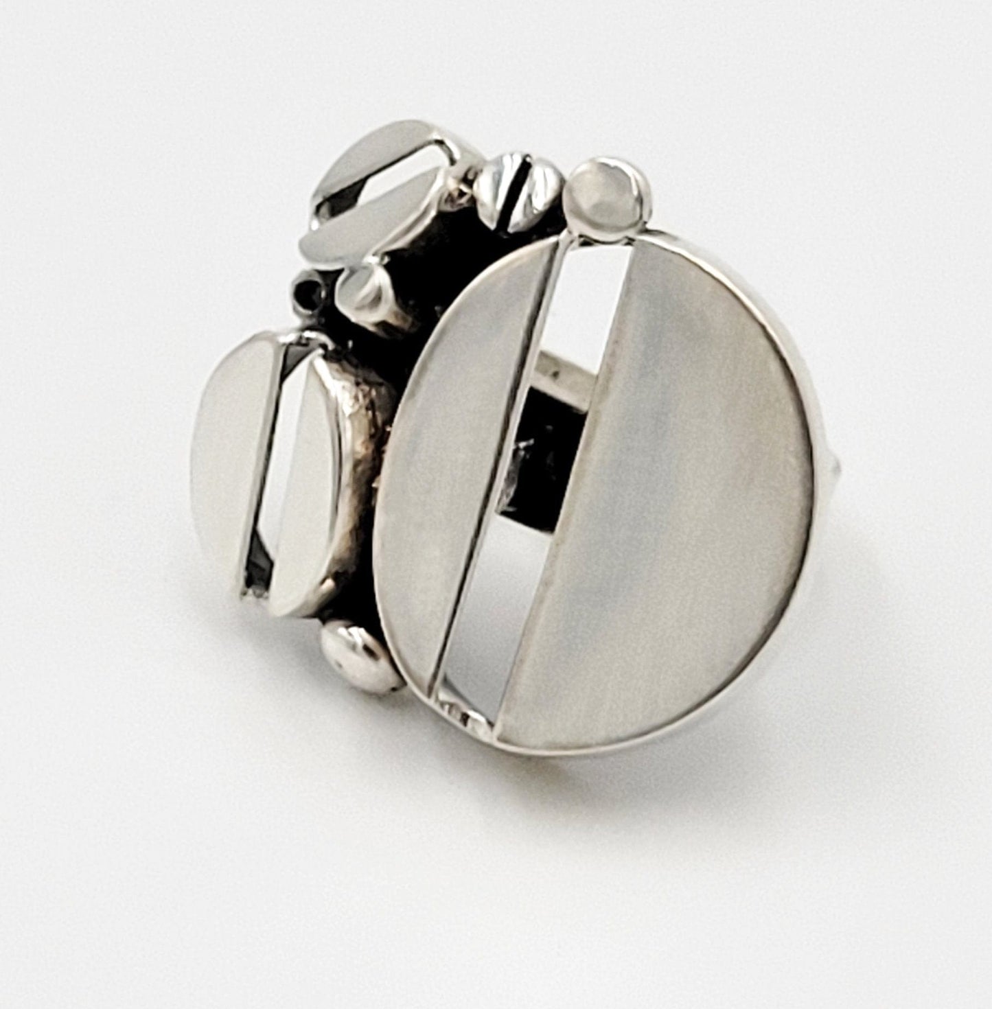 Jorma Laine Turun Hopea Jewelry Designer Finnish Jorma Laine for Turun Hopea Sterling Modernist HUGE Ring - Circa 1973