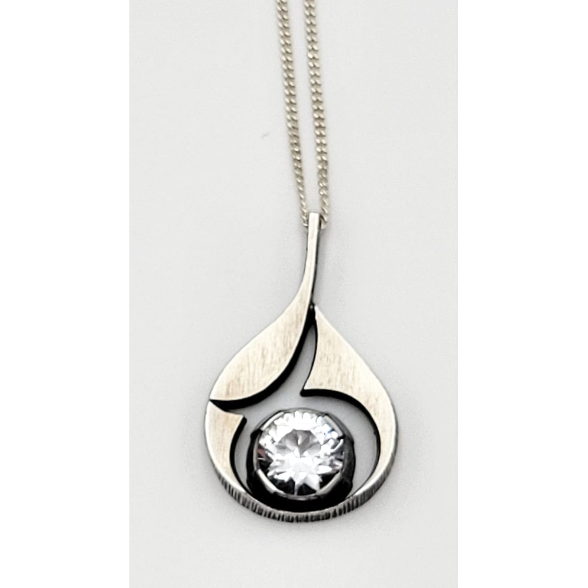 Karl Laine Jewelry Finnish Designer Karl LAINE Modernist Sterling & Quartz Crystal Pendant Necklace