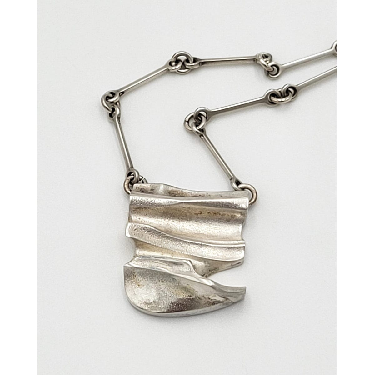 Lapponia Jewelry Superb Finnish Bjorn Weckstrom Lapponia Sterling Abstract Modernist Necklace 1983