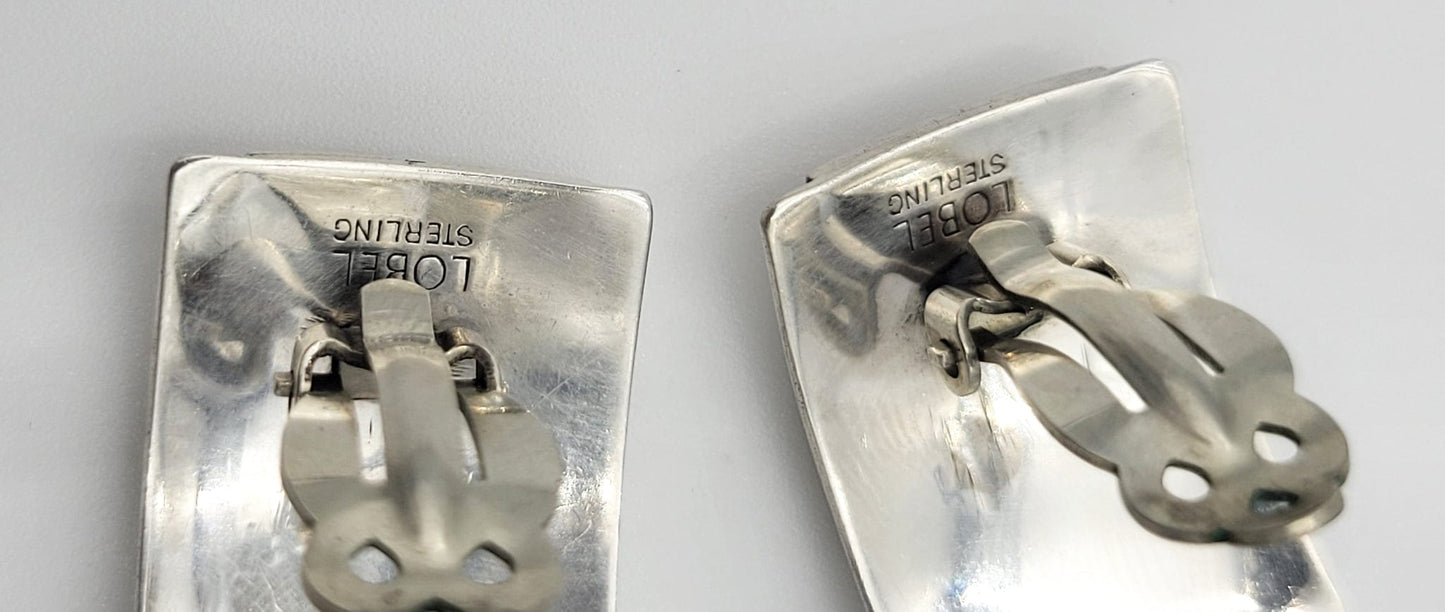 Paul Lobel Jewelry Rare NY Designer Paul Lobel Sterling Silver Modernist Earrings Circa 1950s