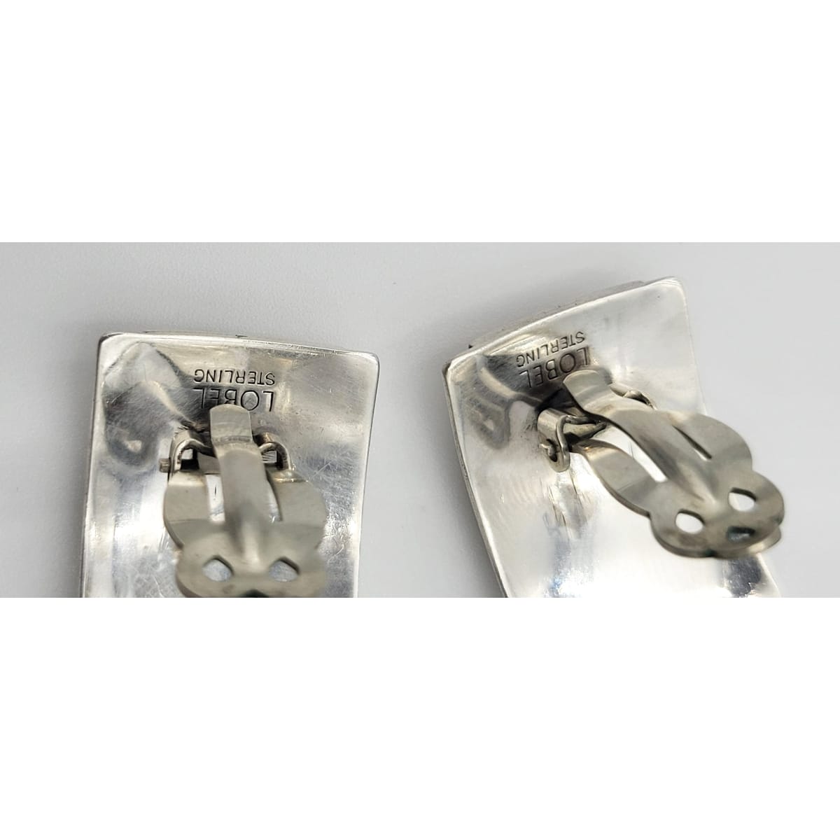 Paul Lobel Jewelry Rare NY Designer Paul Lobel Sterling Silver Modernist Earrings Circa 1950s
