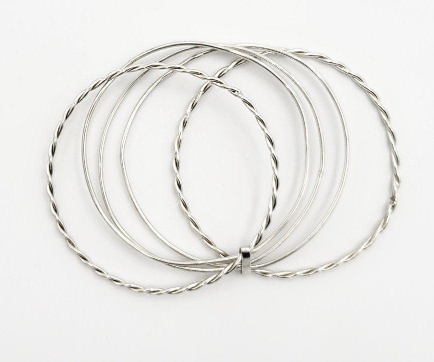 Randers Solv Jewelry Danish Designer Randers Solv Sterling Modernist Set - 5 Connected Bangles 1980s