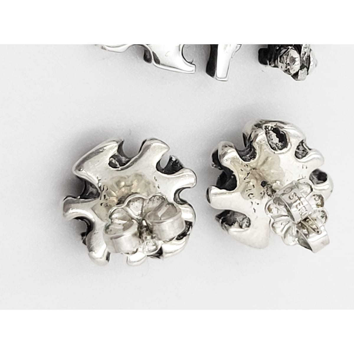 Secrest Jewelry Rare Sterling Silver Abstract Modernist Brutalist Brooch Earring Set by Secrest