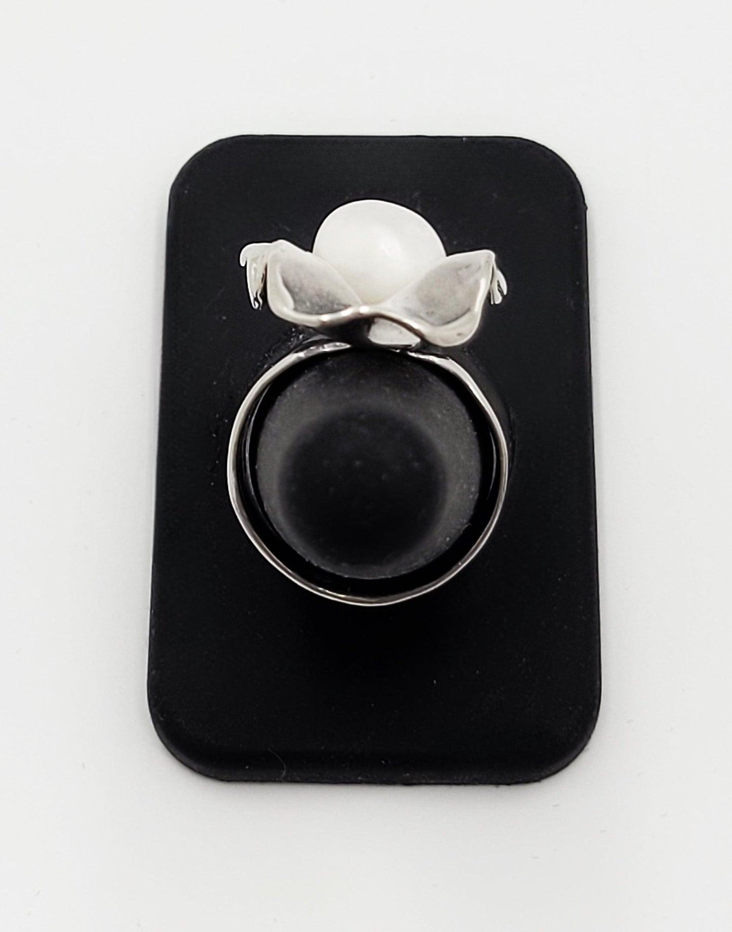 Sterling Ring Jewelry Vintage Sterling Silver & Pearl Large Bold Abstract Modernist Cocktail Ring