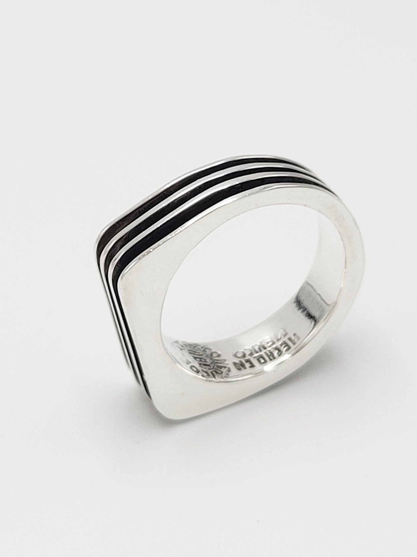 Taxco Jewelry Vintage Sterling ABG Taxco 3-D Grooved Unisex Ring Eagle 3 Stamped Signed