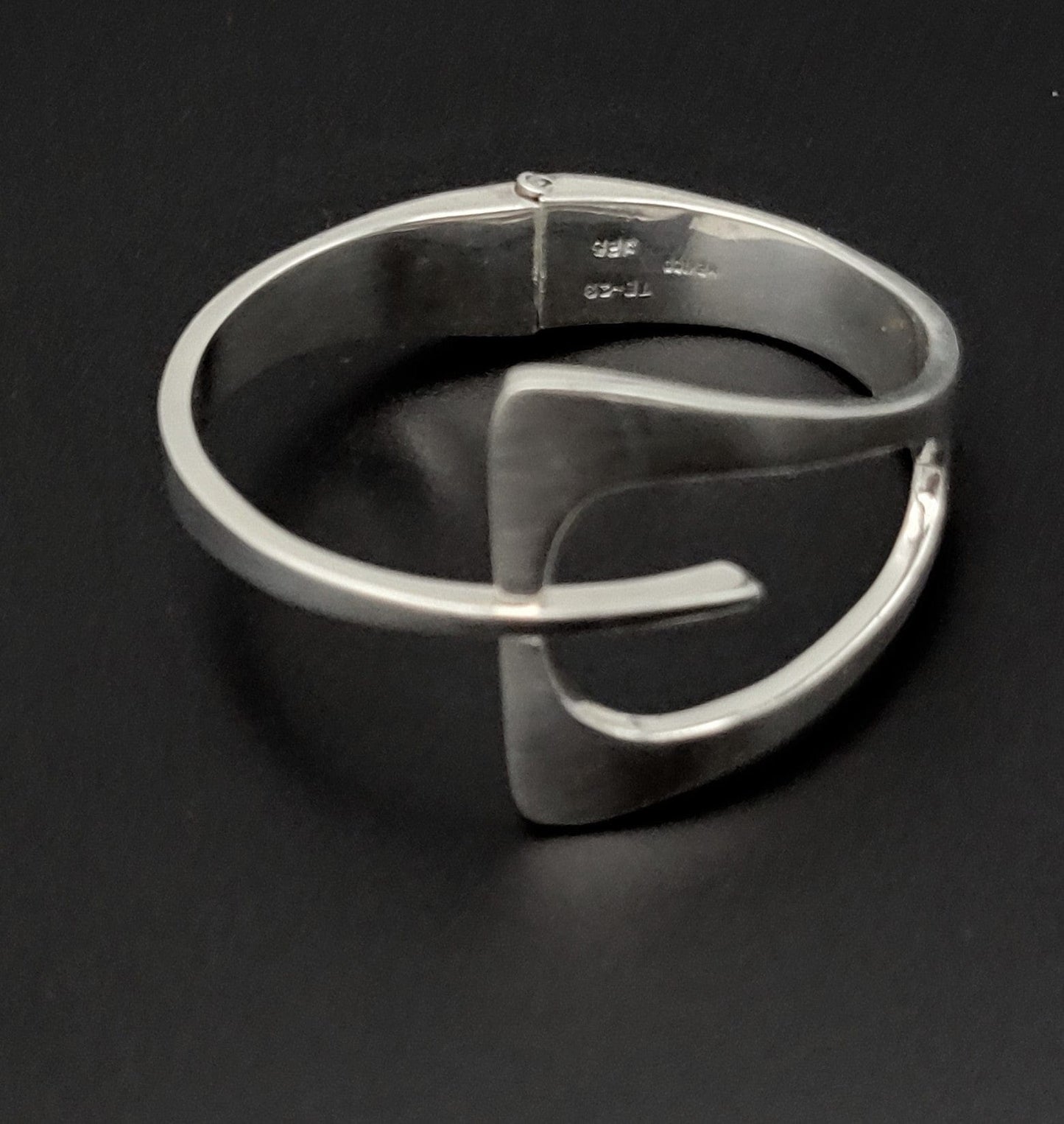 Taxco Sterling Jewelry Vintage Designer Sterling Modernist Taxco Clamper Bangle Bracelet