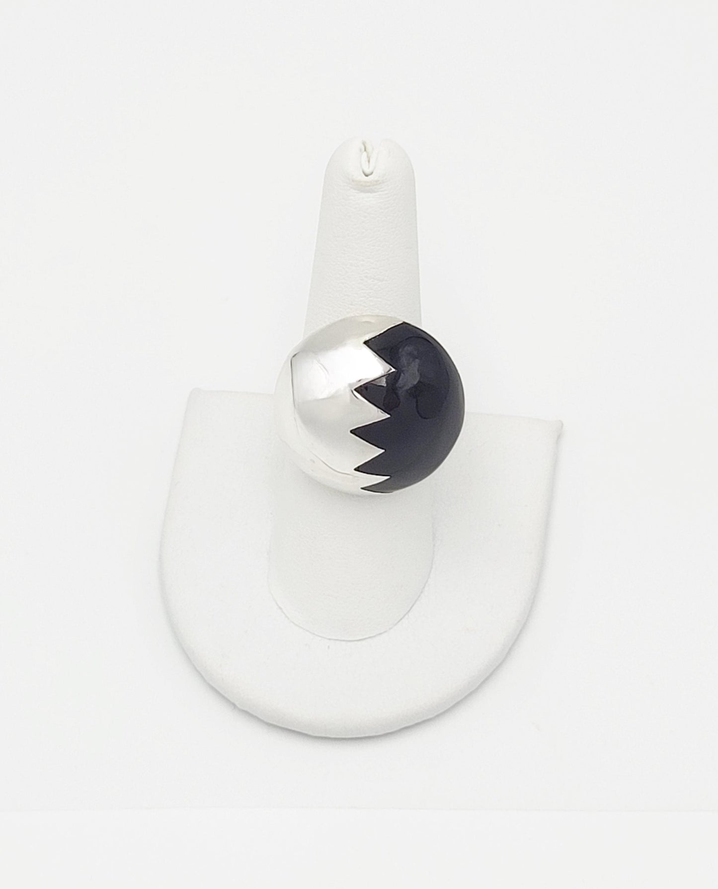 Taxco Sterling Jewelry Vintage Taxco Designer Sterling & Onyx Huge Statement Cocktail Ring 1960's