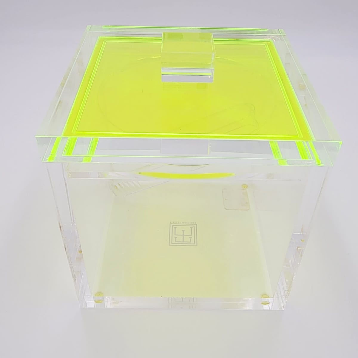 Tinsley Mortimer Ice Bucket Neon Green Yellow Solid Lucite Ice Bucket