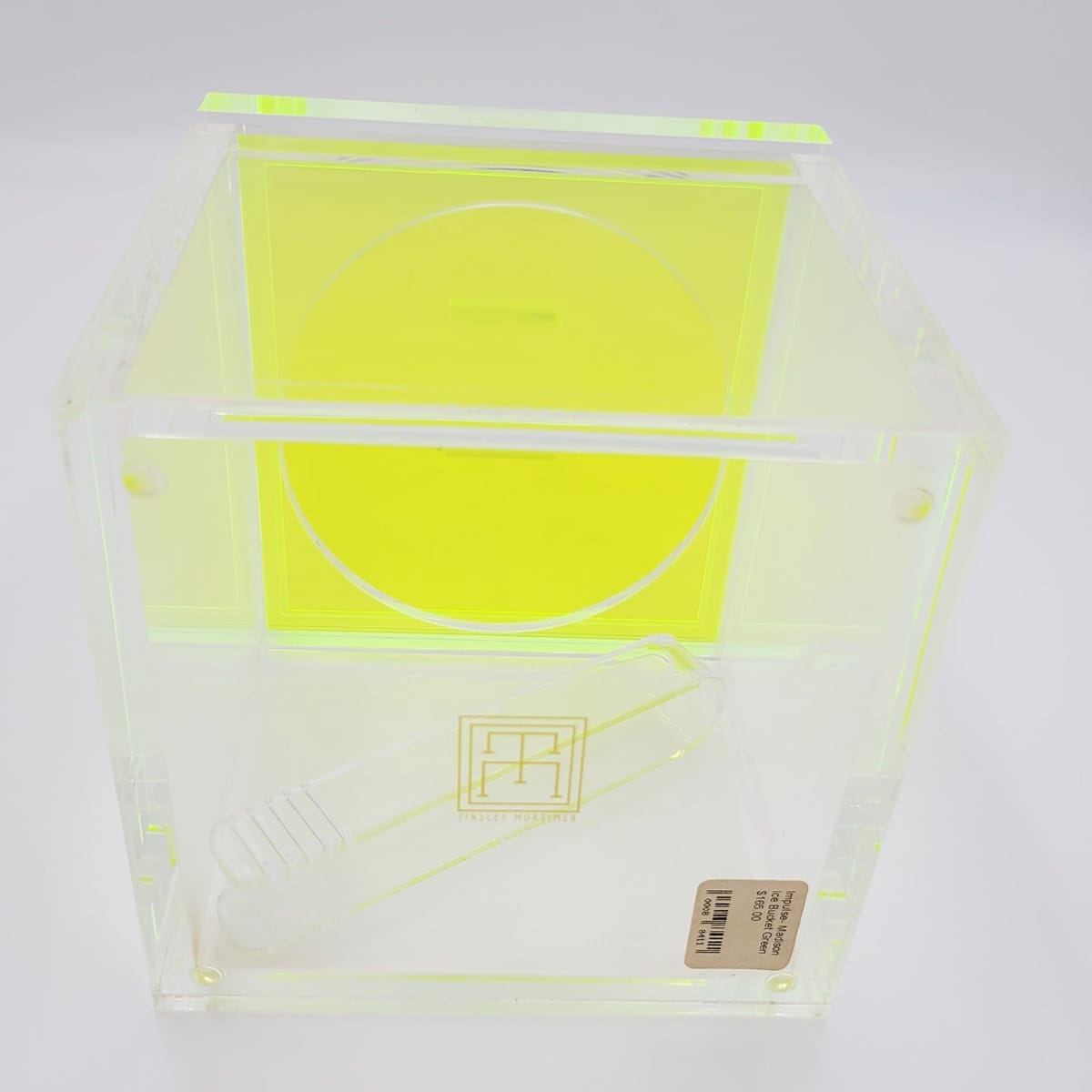 Tinsley Mortimer Ice Bucket Neon Green Yellow Solid Lucite Ice Bucket