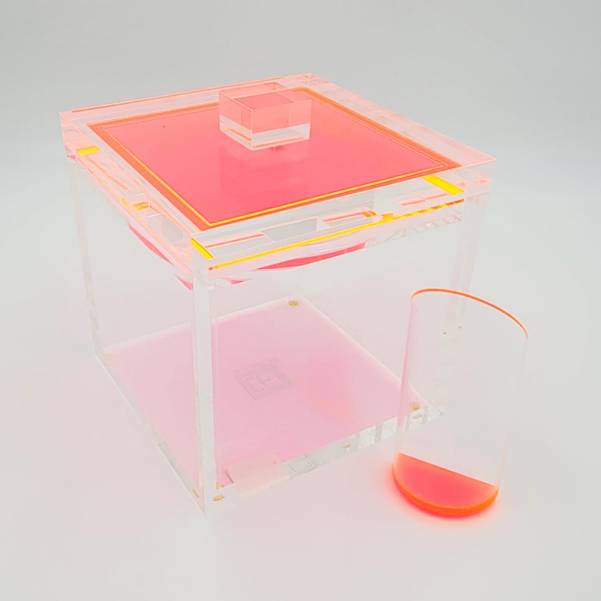 Tinsley Mortimer Ice Bucket Neon Pink Clear Solid Lucite Ice Bucket