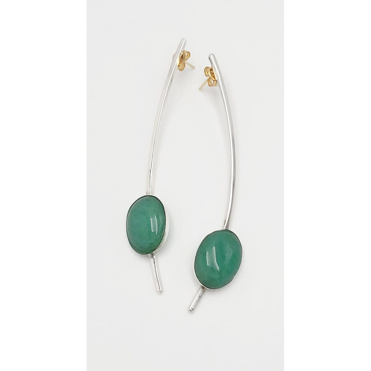 TMCMH Jewelry Sterling Silver 14k gold Jadeite Modernist Earrings