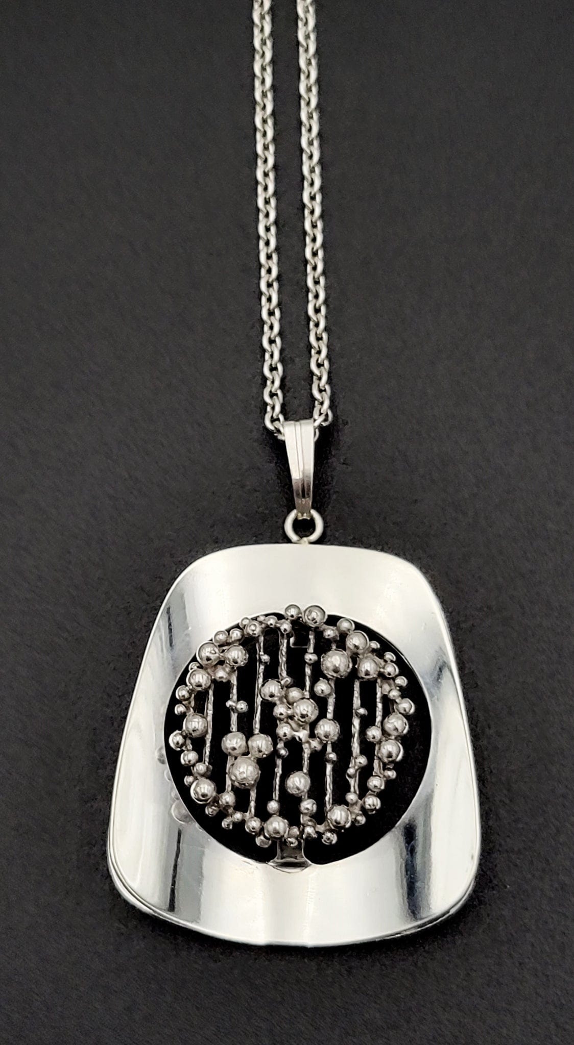 TMCMH Jewelry Vintage London Import Sterling Abstract Modernist Pendant Necklace