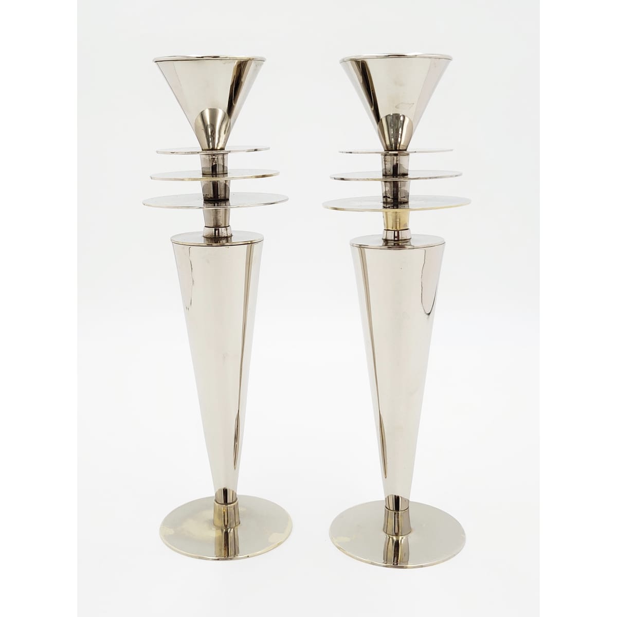 TMCMH Lighting MCM Retro Atomic Chrome Candlesticks Set
