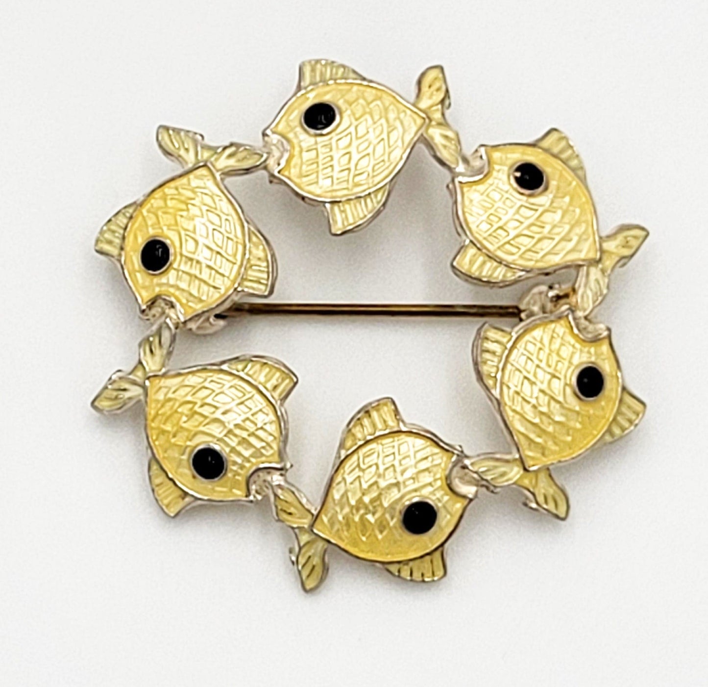 Volmer Bahner Jewelry Danish Designer Volmer Bahner Sterling & Enamel Fishes Brooch Circa 1950s