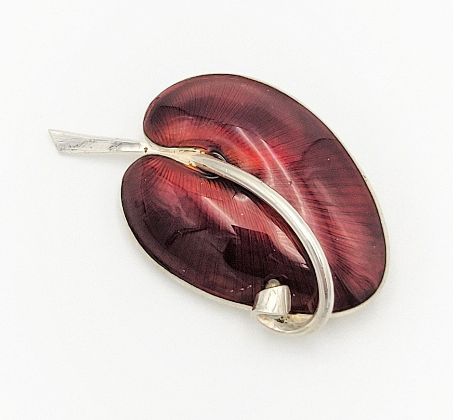 Volmer Bahner Jewelry Danish Designer Volmer Bahner Sterling & Enamel Large Calla Lily Brooch Circa 1950s