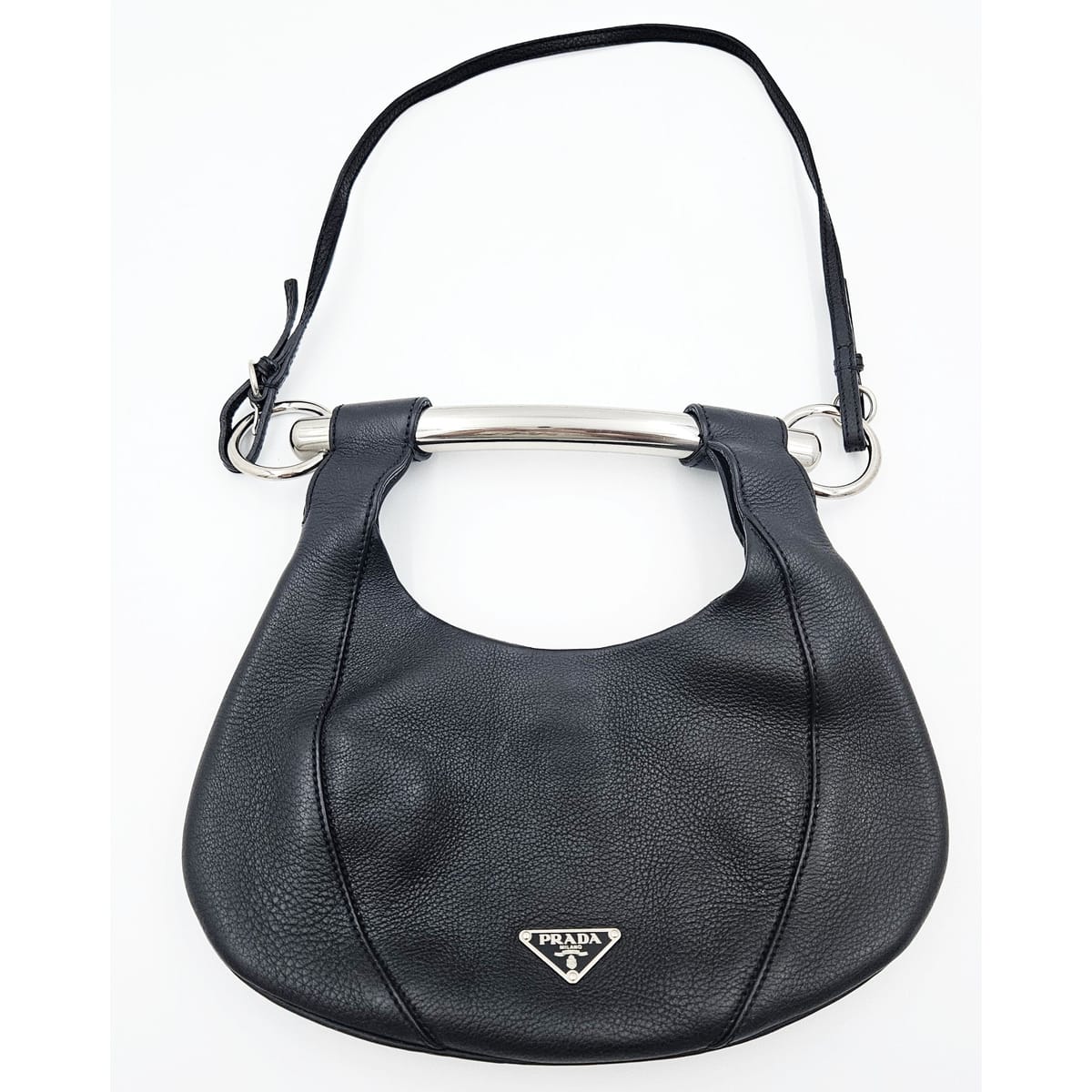 Vintage Prada Black and Chrome handbag