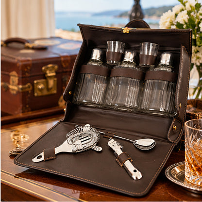 Vintage 1970s Portable Travel Cocktail Bar Set