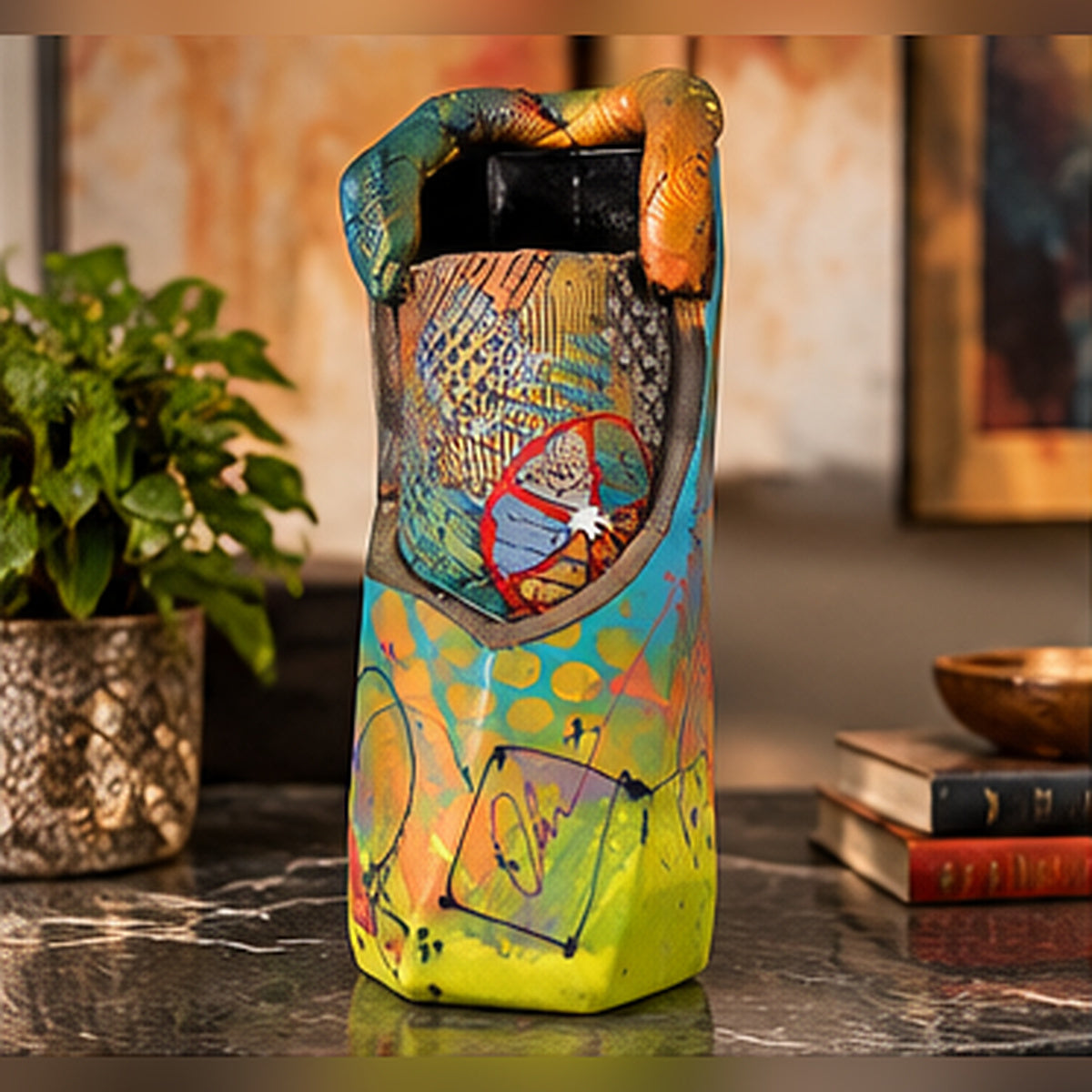 Rare Michael Kifer Monumental 15" Postmodern Abstract Vase Signed Dated 2004