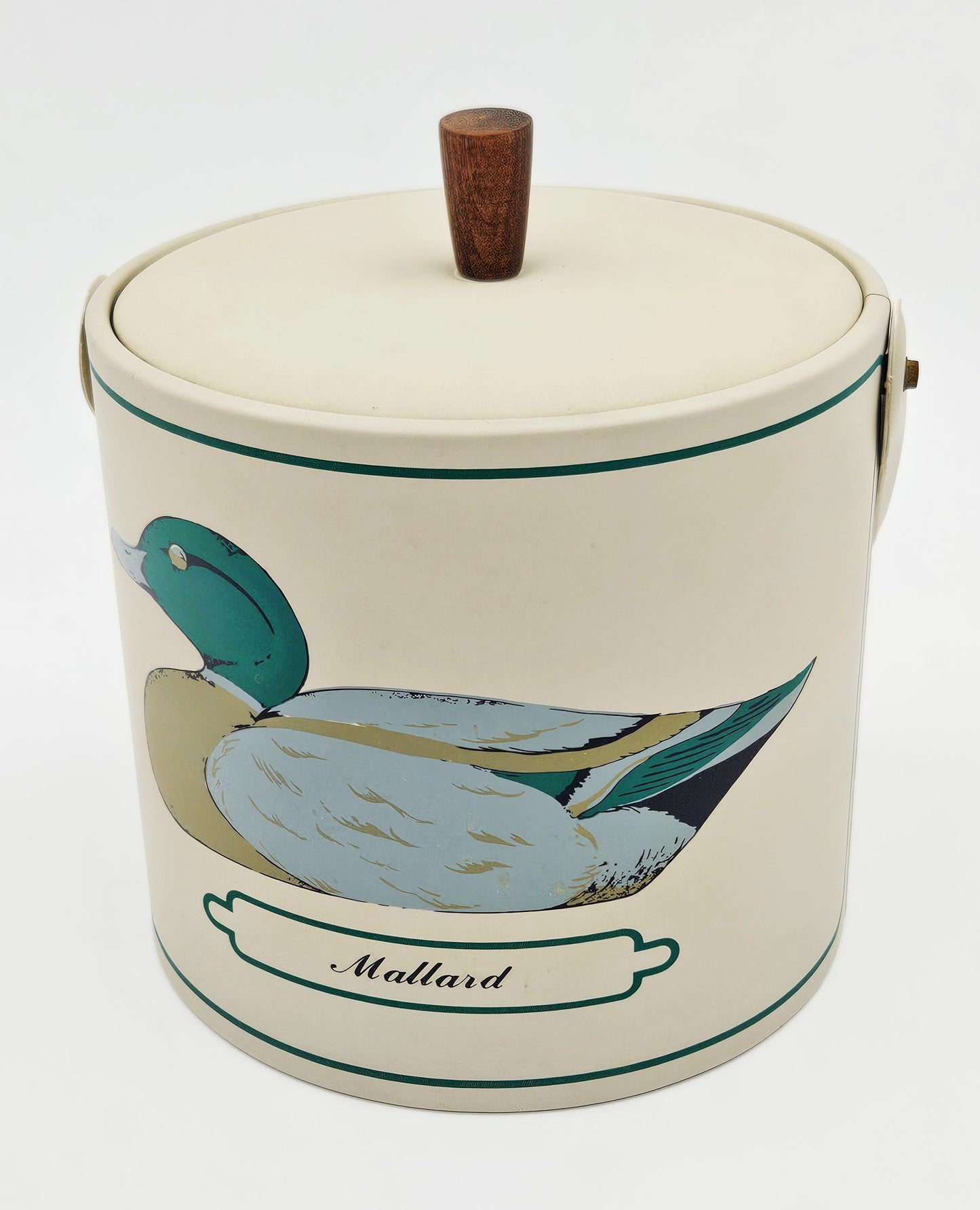 Rare Georges Briard Mallard Duck Tray & Ice Bucket Rustic Barware Set 1950s