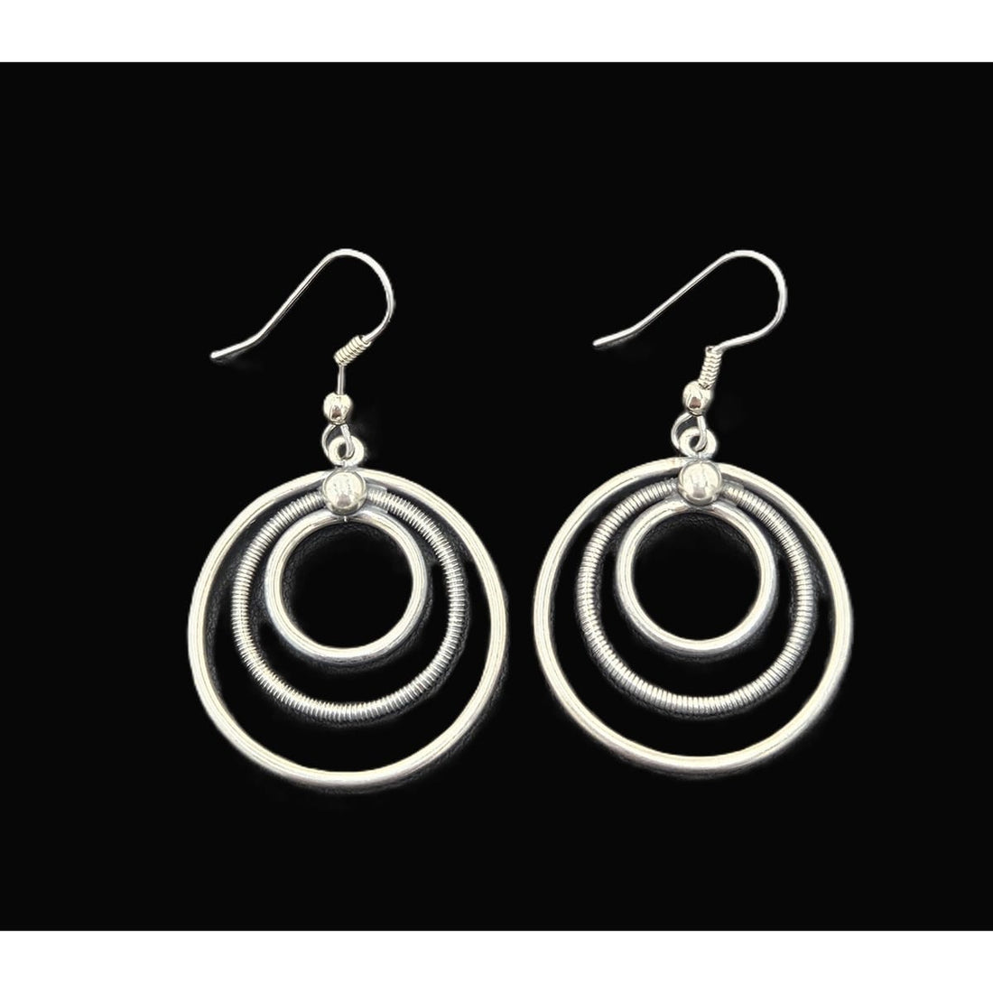 Eivind Knud Petersen Denmark Sterling Modernist Circles Dangle Earrings 50s, multicolor, silver, geometric - image 1 of 10