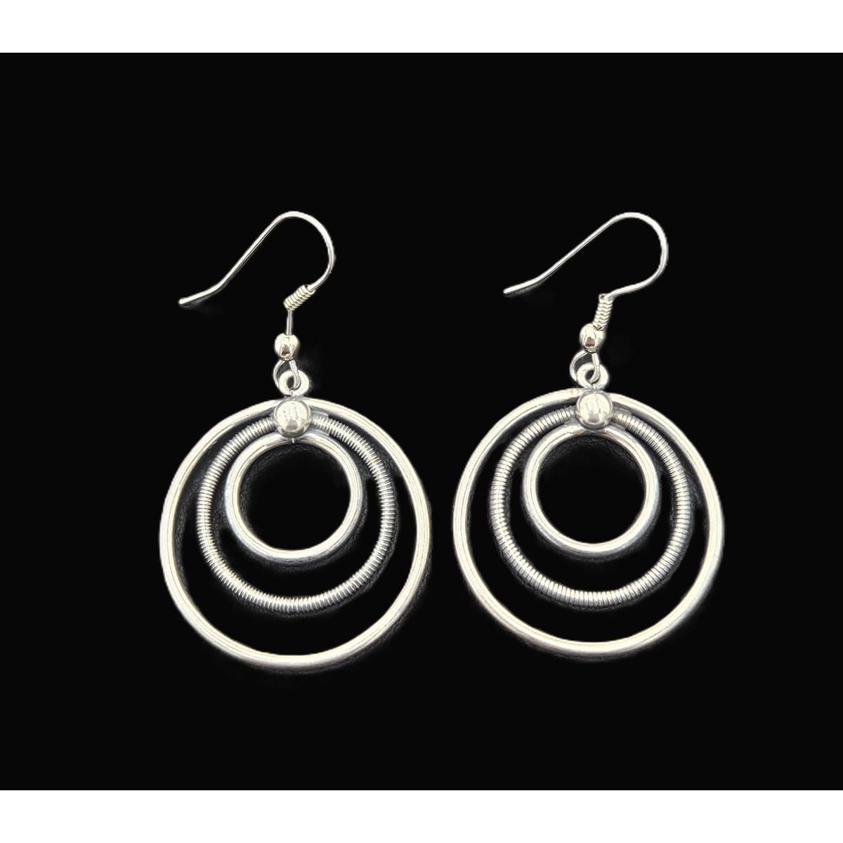 Eivind Knud Petersen Denmark Sterling Modernist Circles Dangle Earrings 50s, multicolor, silver, geometric - image 1 of 10