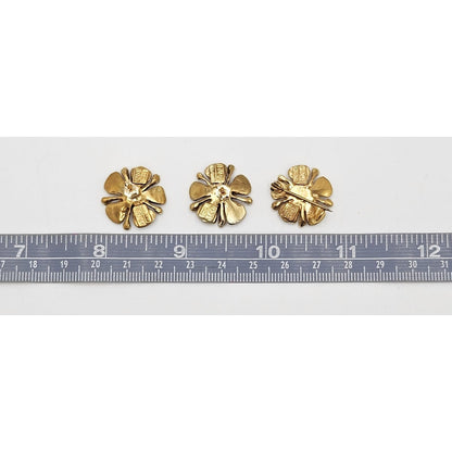 David Andersen Sterling Enamel 3D Flower Pin Earrings Demi Parure Set 1960s, multicolor, floral, gold - image 8 of 9