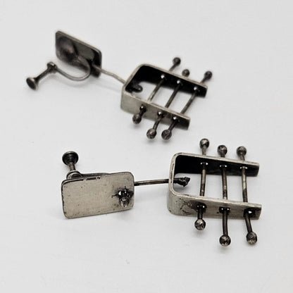 Ed Wiener sterling silver abstract Expressionism 3D Drop Dangle Earrings &