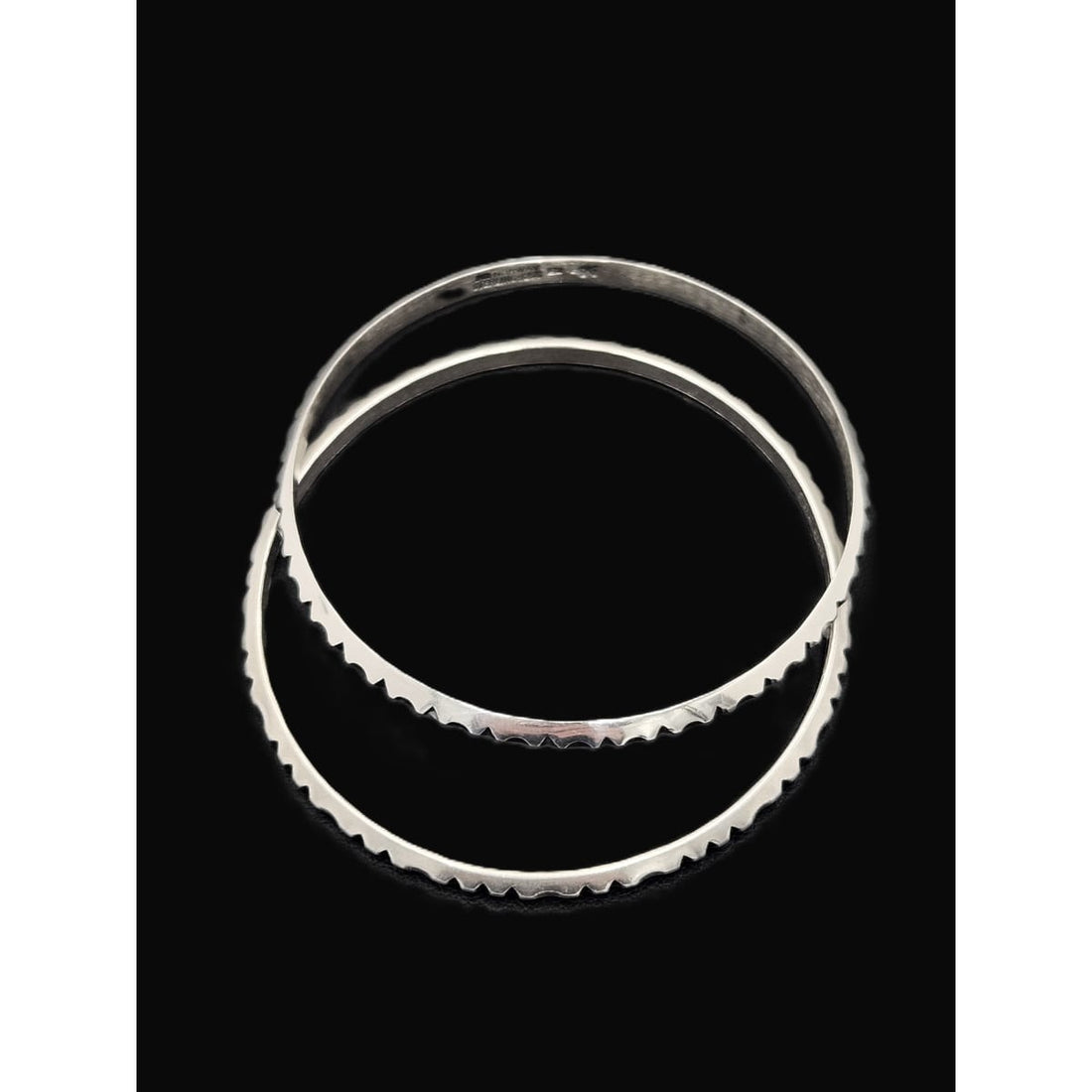 Norway+ Designs Erling Christoffersen Rare Set/2 Sterling Ridged Bangles 1960s, silver, black, sterling silver - image 1 of 6