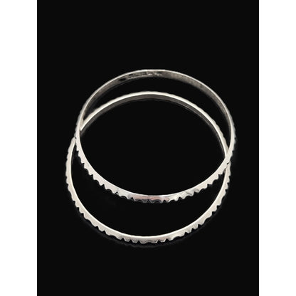 Norway+ Designs Erling Christoffersen Rare Set/2 Sterling Ridged Bangles 1960s, silver, black, sterling silver - image 1 of 6