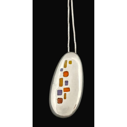 Italian Designer Paloma Canivet Sterling Enamel Modernist Necklace 1970/80s, silver, multicolor, white - image 1 of 8