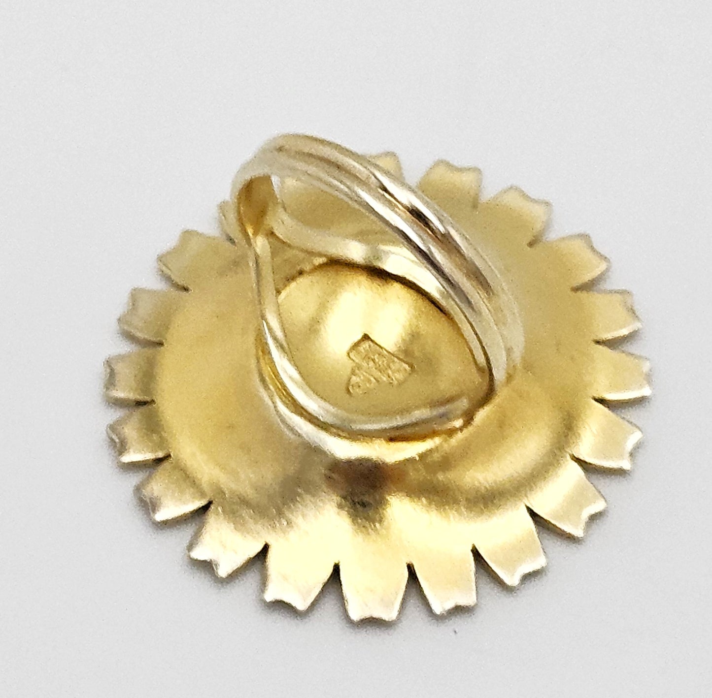 Superb Anton Michelsen Denmark Sterling & Enamel Large Daisy Flower Ring 40s