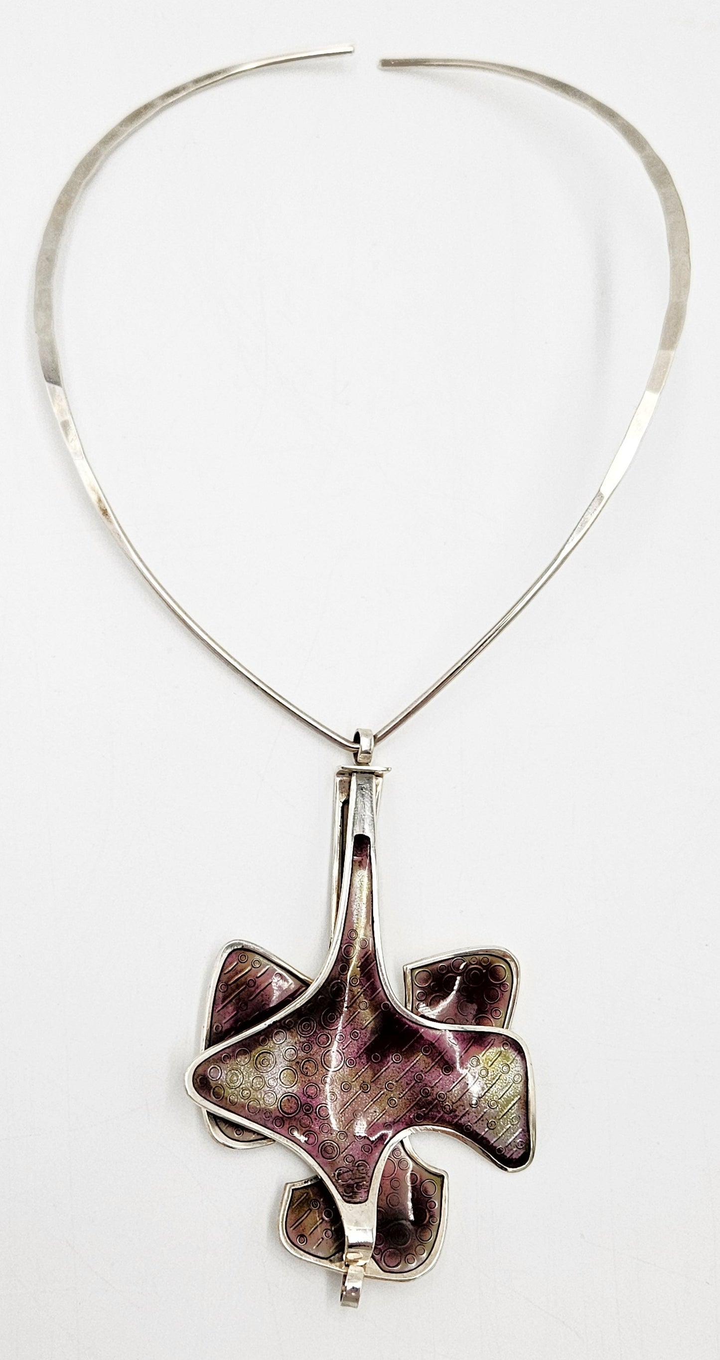 David Andersen BSO Norway 925 Enamel Modernist Statement Necklace 1960s