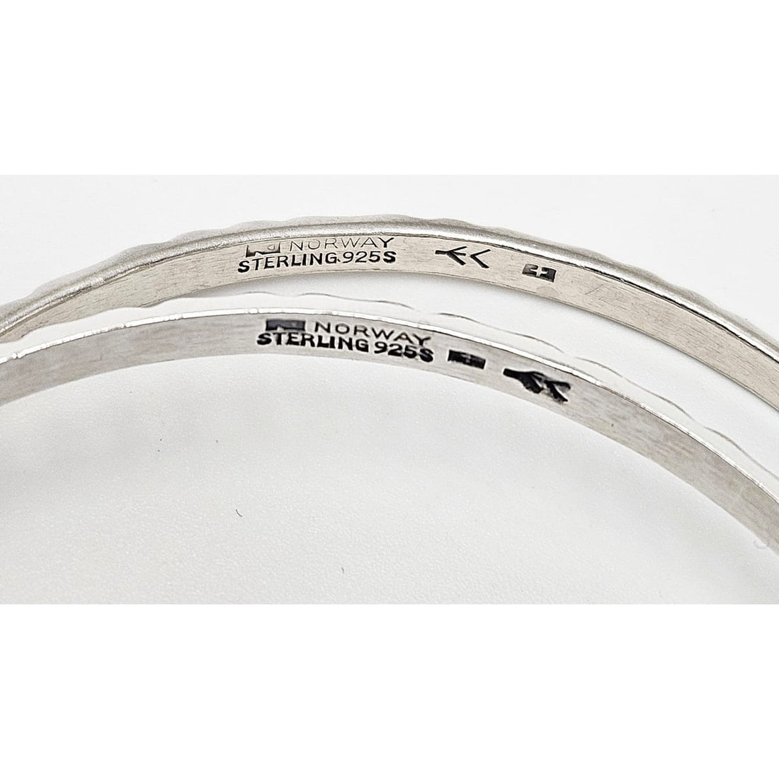 Norway+ Designs Erling Christoffersen Rare Set/2 Sterling Ridged Bangles 1960s, silver, black, sterling silver - image 5 of 6