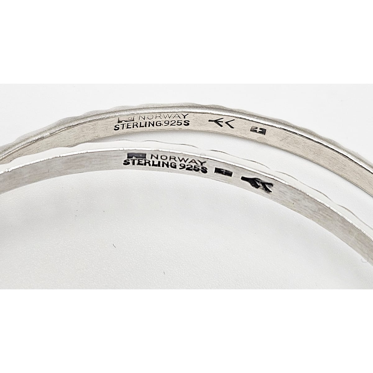 Norway+ Designs Erling Christoffersen Rare Set/2 Sterling Ridged Bangles 1960s, silver, black, sterling silver - image 5 of 6