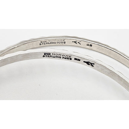 Norway+ Designs Erling Christoffersen Rare Set/2 Sterling Ridged Bangles 1960s, silver, black, sterling silver - image 5 of 6