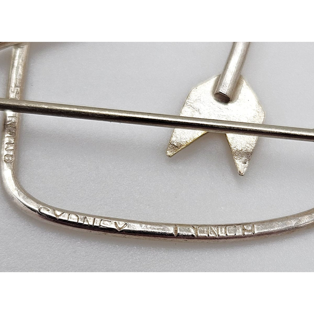 Superb Designer Sydney Lynch Sterling &amp; 22k Gold Heart Shaped Arrow Brooch, silver, multicolor, sterling silver - image 7 of 8