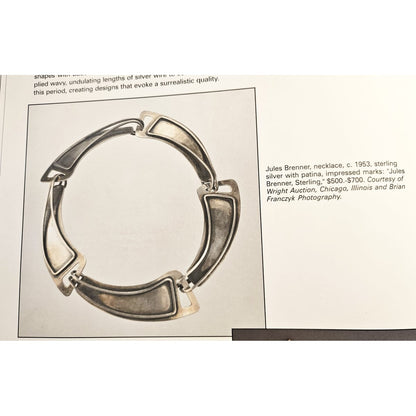 Jules Brenner sterling silver modernist Panel Link Necklace 1950s Book Piece, view 3 of 9