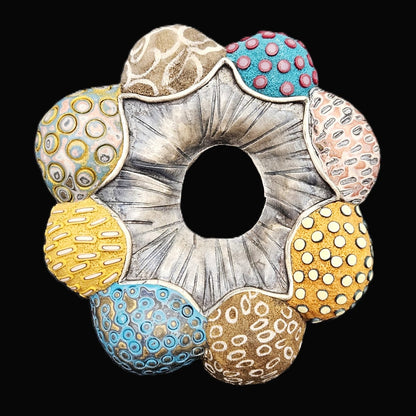 Vintage XL sterling silver and Polymer Clay Hydro Style Signed Ford Forlano Brooch, view 1 of 10