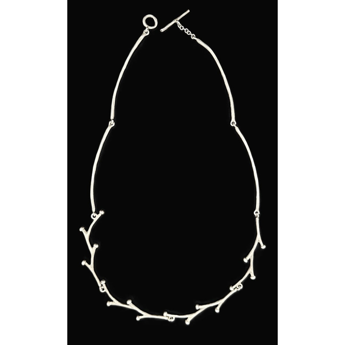 Handwrought Artisan sterling silver modernist Tree Branch Links Necklace, view 1 of 7