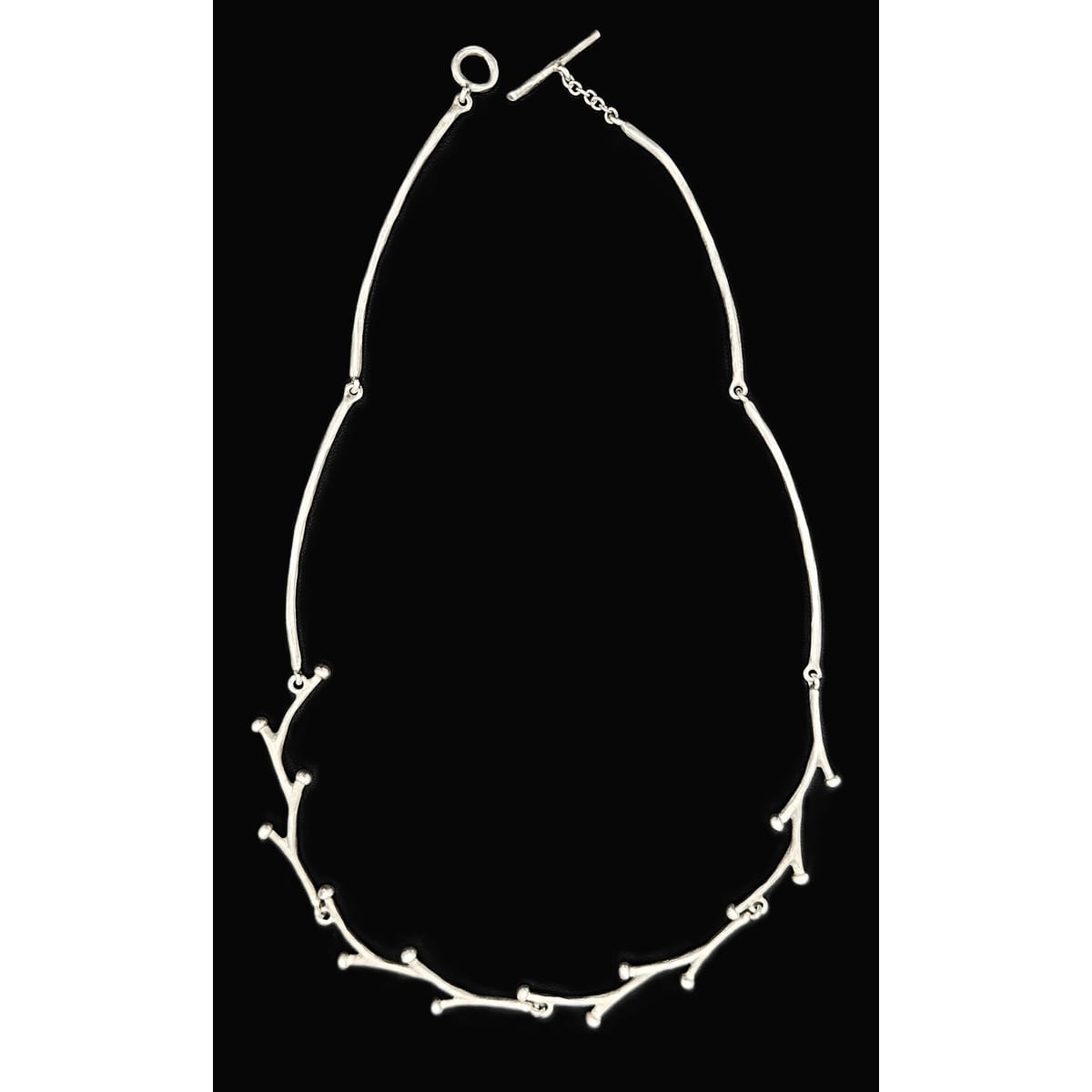 Handwrought Artisan sterling silver modernist Tree Branch Links Necklace, view 1 of 7