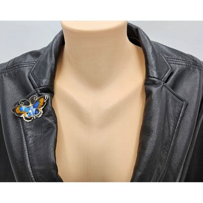 David Andersen Norway XL Gilt sterling silver enamel Butterfly Brooch 1940s, view 2 of 8