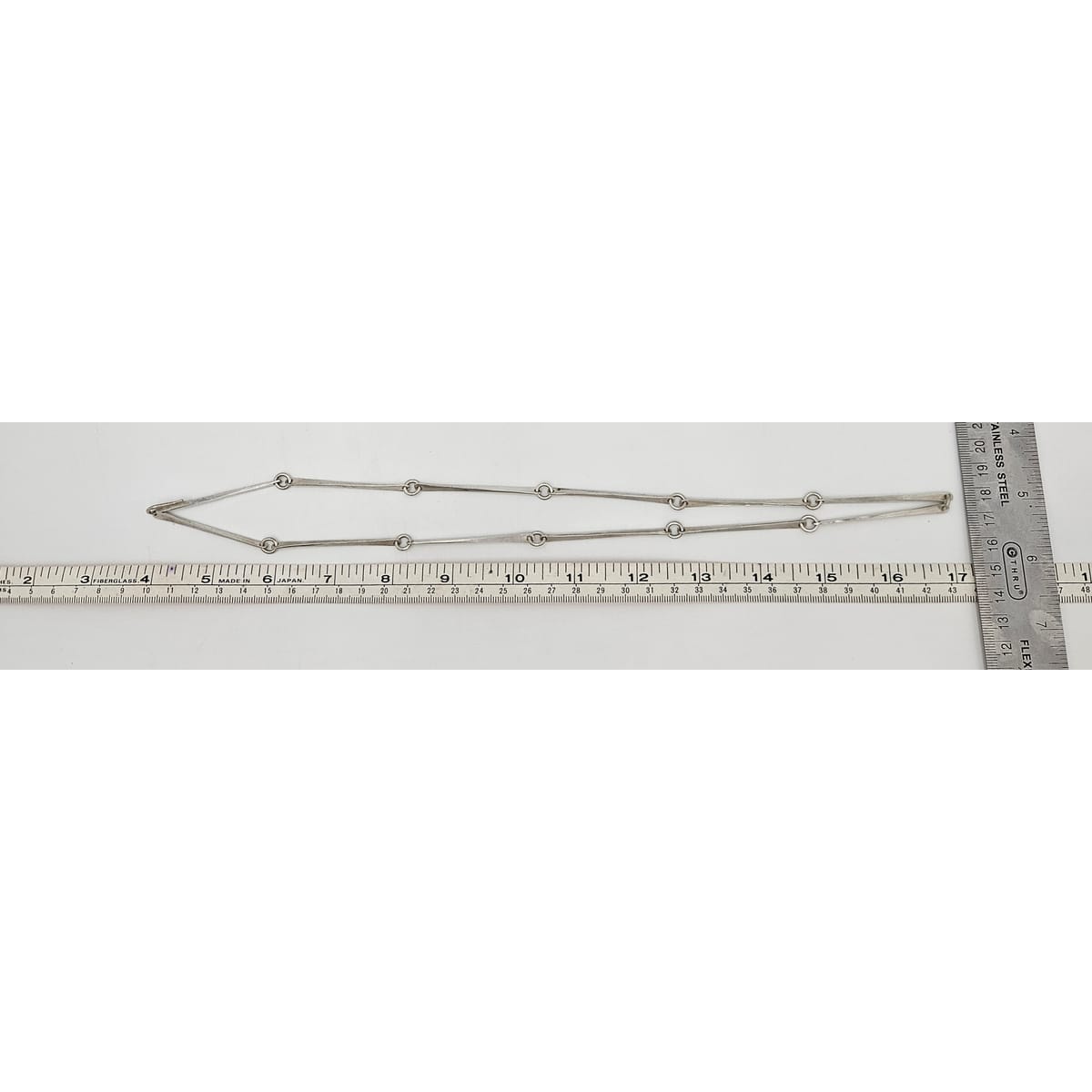 Danish Designer Søren Borup sterling silver modernist Bar Link Chain Necklace 1960s, view 7 of 7