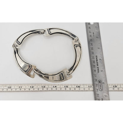 Jules Brenner sterling silver modernist Panel Link Necklace 1950s Book Piece, view 9 of 9