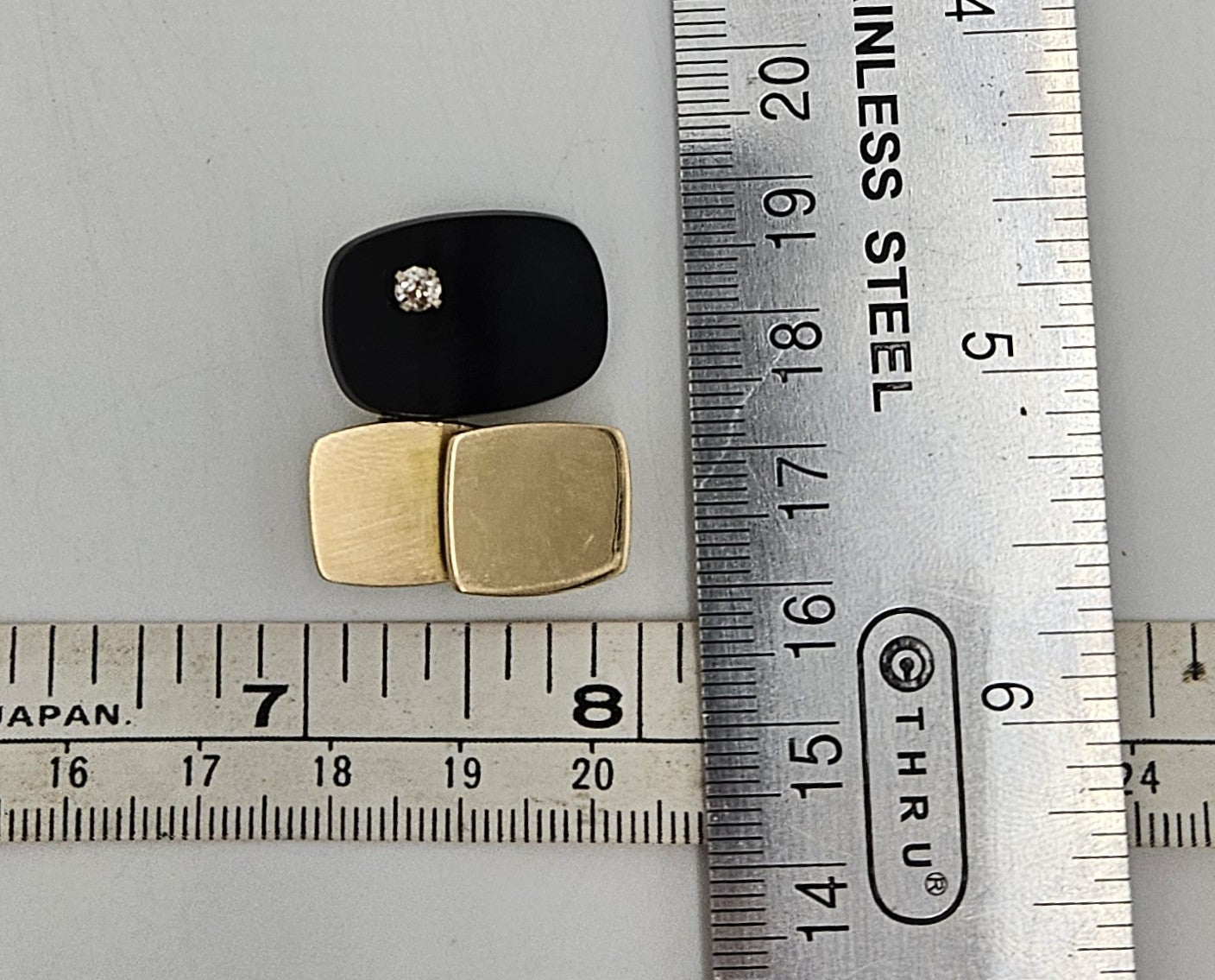 MCM Artisan 3D Modernist 14K Gold Diamond Black Lucite Brooch Necklace