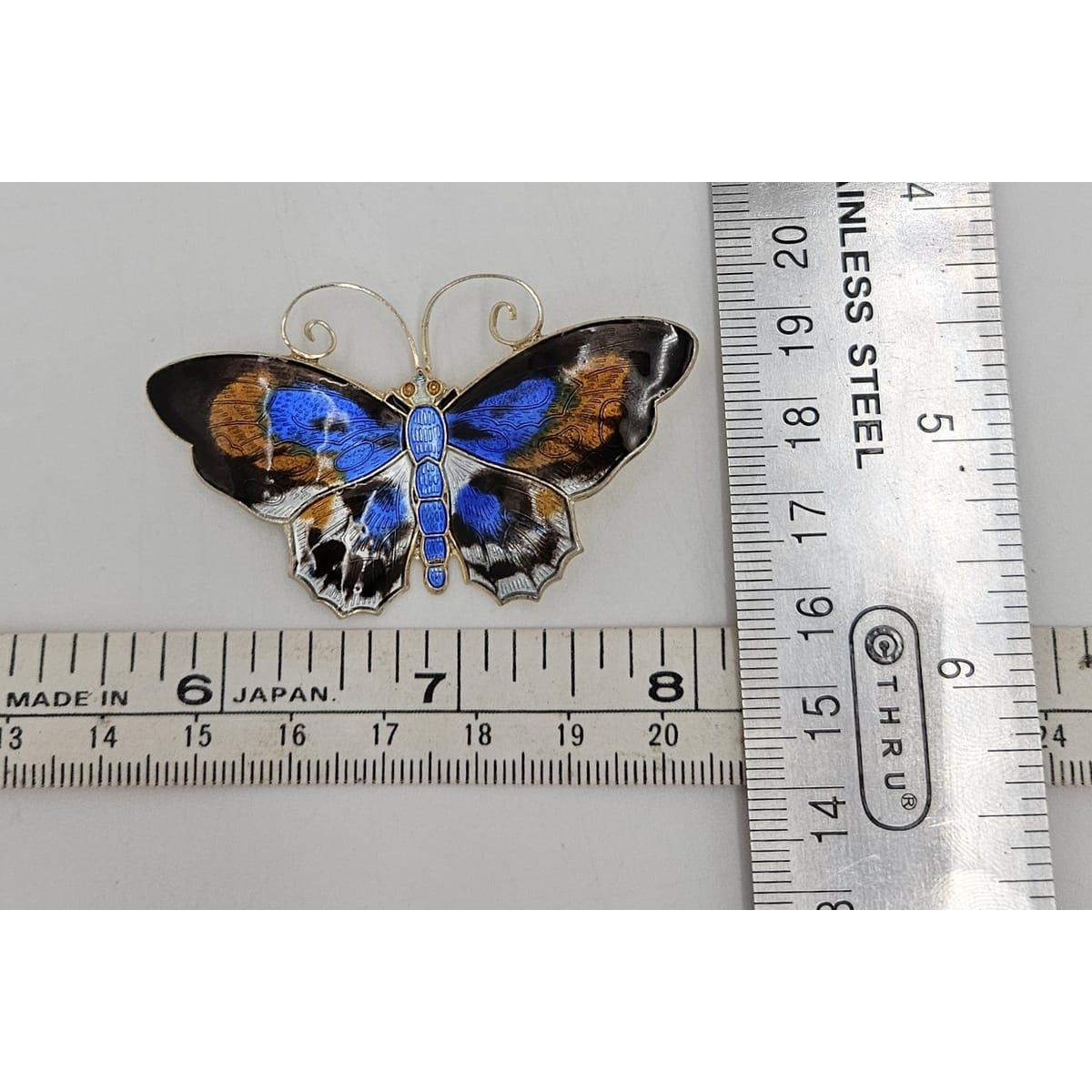 David Andersen Norway XL Gilt sterling silver enamel Butterfly Brooch 1940s, view 8 of 8