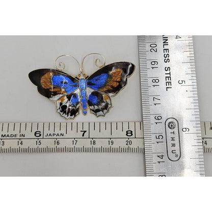 David Andersen Norway XL Gilt sterling silver enamel Butterfly Brooch 1940s, view 8 of 8