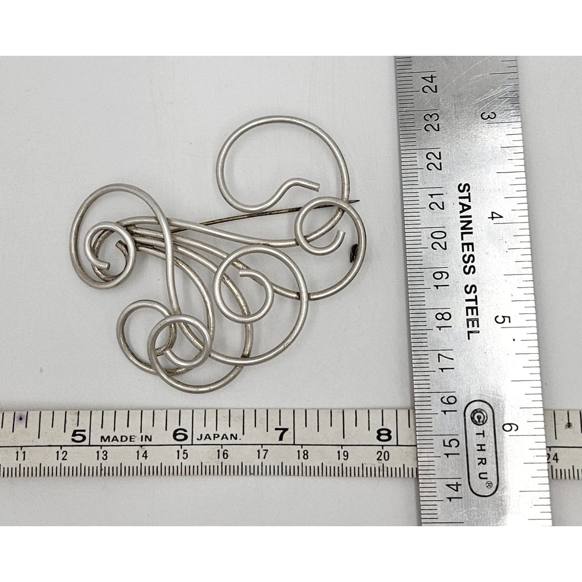 Vintage Studio Artisan sterling silver large Retro Atomic modernist Brooch Pin, view 7 of 7