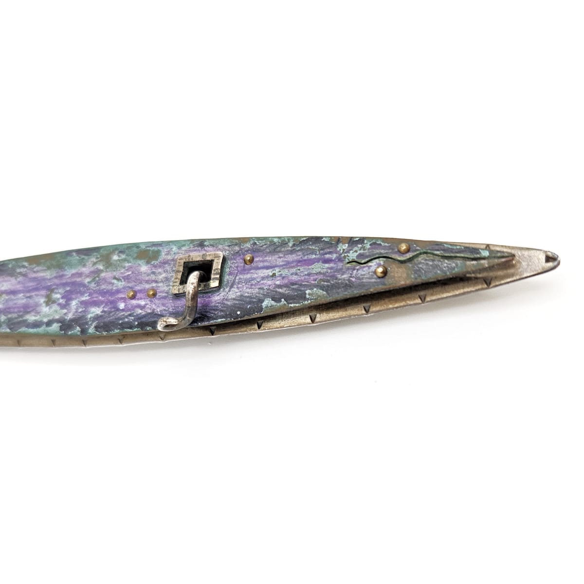 Studio Artist Debra Hoffmaster sterling silver Copper XL modernist Brooch Pin 2001, view 3 of 10