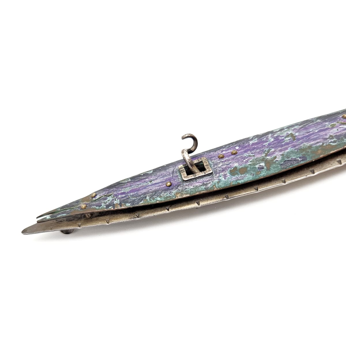 Studio Artist Debra Hoffmaster sterling silver Copper XL modernist Brooch Pin 2001, view 5 of 10